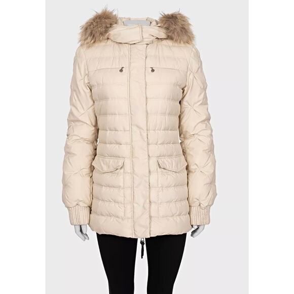 Just Cavalli White Down Coat with Raccoon Fur - Size 42/M